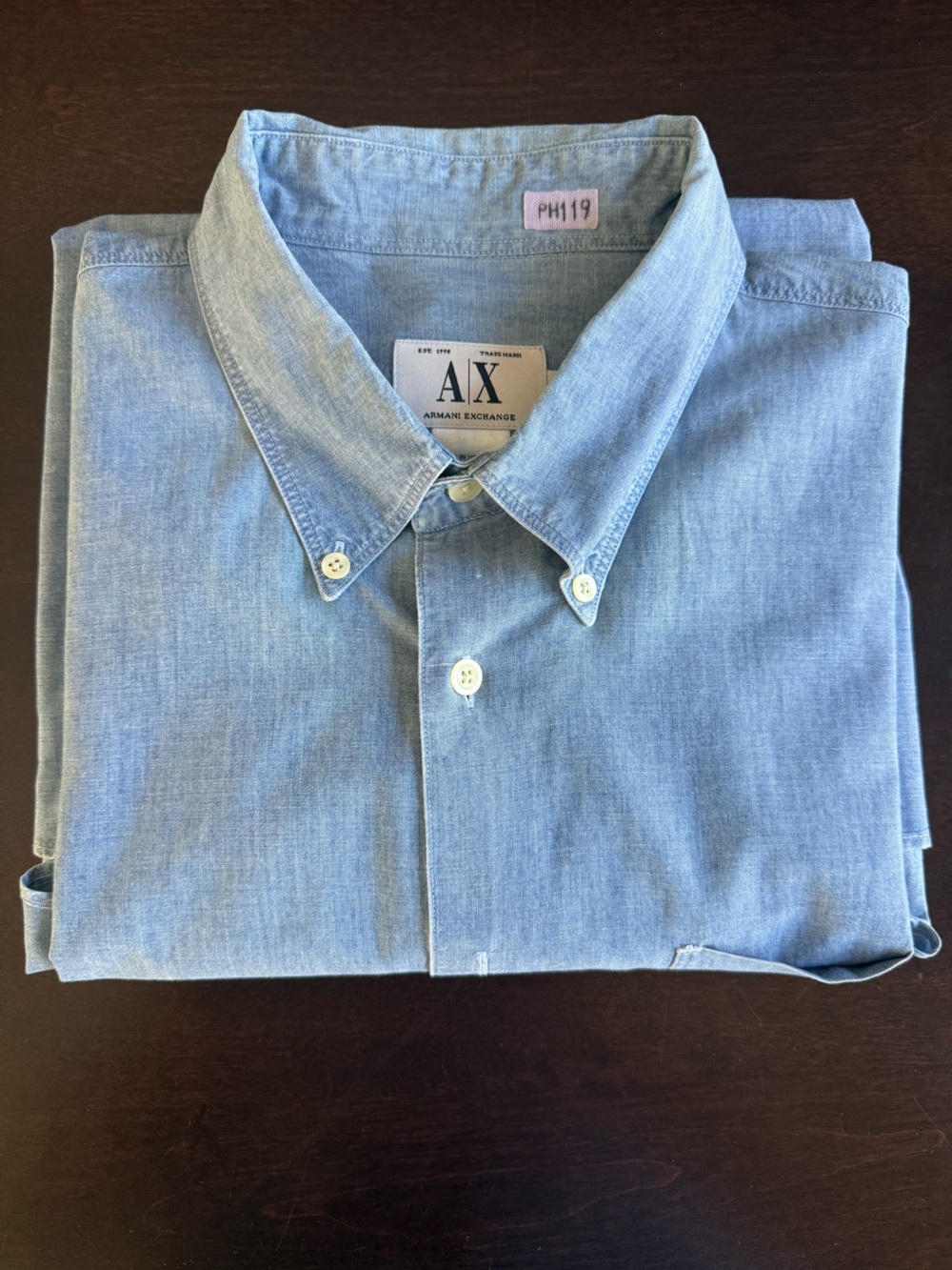 Vintage Armani Exchange Light Blue Casual Button-Down Shirt